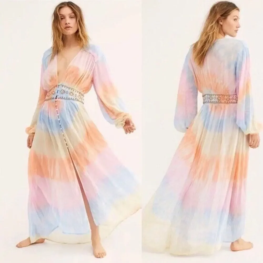 free people summer of love tie dye duster kimono